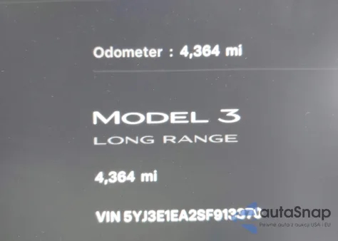 2025 Tesla Model 3 Long Range Rear-Wheel Drive z USA, uszkodzony, nr VIN 5YJ3E1EA2SF913370